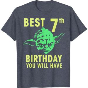image:imageStar Wars Yoda Best 7th Birthday You Will Have Stencil TShirtHeather Blue