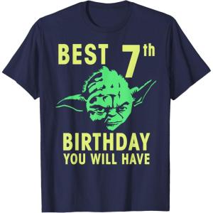 image:imageStar Wars Yoda Best 7th Birthday You Will Have Stencil TShirtNavy Blue