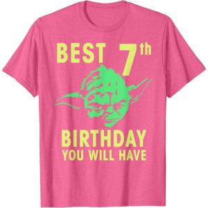 image:imageStar Wars Yoda Best 7th Birthday You Will Have Stencil TShirtPink Heather