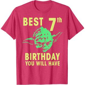 image:imageStar Wars Yoda Best 7th Birthday You Will Have Stencil TShirtRed Heather
