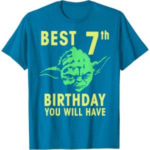 image:imageStar Wars Yoda Best 7th Birthday You Will Have Stencil TShirtSapphire Blue