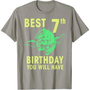 image:imageStar Wars Yoda Best 7th Birthday You Will Have Stencil TShirtSlate Grey
