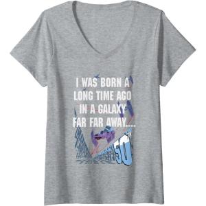 image:imageWomens Star Wars I Was Born A Long Time Ago 50th Birthday Disney VNeck TShirtHeather Grey