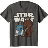 image:imageStar Wars Last Jedi R2D2 Porgs Chewie Cutie Cartoon TShirt TShirtAsphalt Grey