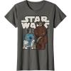 image:imageStar Wars Last Jedi R2D2 Porgs Chewie Cutie Cartoon TShirt TShirtAsphalt Grey