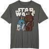 image:imageStar Wars Last Jedi R2D2 Porgs Chewie Cutie Cartoon TShirt TShirtAsphalt Grey