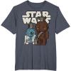 image:imageStar Wars Last Jedi R2D2 Porgs Chewie Cutie Cartoon TShirt TShirtHeather Blue