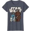 image:imageStar Wars Last Jedi R2D2 Porgs Chewie Cutie Cartoon TShirt TShirtHeather Blue