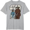image:imageStar Wars Last Jedi R2D2 Porgs Chewie Cutie Cartoon TShirt TShirtHeather Grey