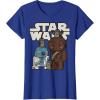 image:imageStar Wars Last Jedi R2D2 Porgs Chewie Cutie Cartoon TShirt TShirtRoyal Blue
