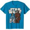 image:imageStar Wars Last Jedi R2D2 Porgs Chewie Cutie Cartoon TShirt TShirtSapphire Blue