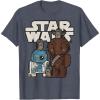 image:imageStar Wars Last Jedi R2D2 Porgs Chewie Cutie Cartoon TShirt TShirtHeather Blue