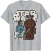 image:imageStar Wars Last Jedi R2D2 Porgs Chewie Cutie Cartoon TShirt TShirtHeather Grey
