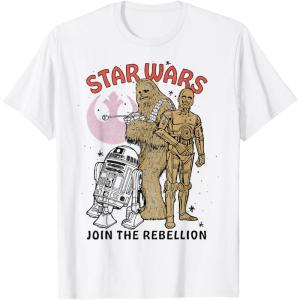 image:imageStar Wars Chewbacca R2D2 C3PO Join The Rebellion TShirtWhite