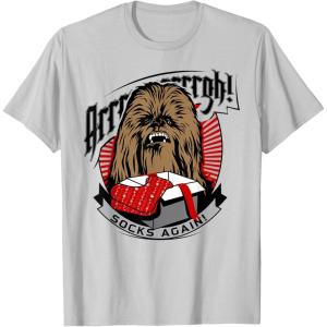image:imageStar Wars Chewbacca Socks Again Holiday Portrait TShirtSilver Grey