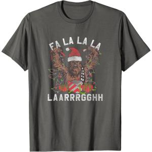 image:imageStar Wars Christmas Chewbacca Lights amp Presents Fa La La TShirtAsphalt Grey