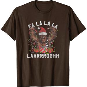 image:imageStar Wars Christmas Chewbacca Lights amp Presents Fa La La TShirtBrown