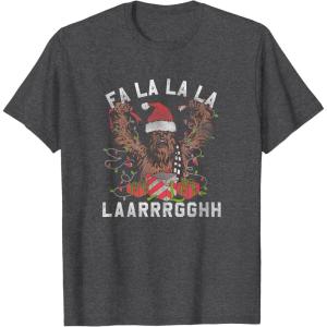 image:imageStar Wars Christmas Chewbacca Lights amp Presents Fa La La TShirtDark Heather Grey