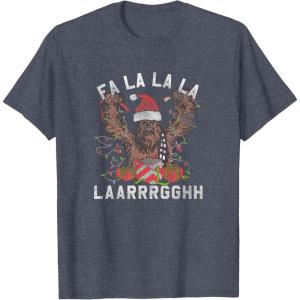 image:imageStar Wars Christmas Chewbacca Lights amp Presents Fa La La TShirtHeather Blue