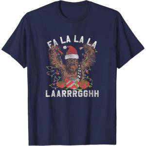 image:imageStar Wars Christmas Chewbacca Lights amp Presents Fa La La TShirtNavy Blue
