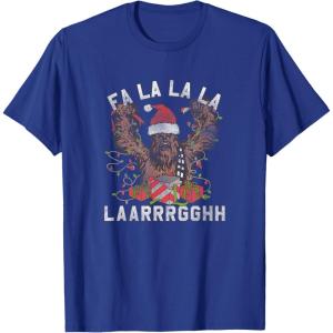 image:imageStar Wars Christmas Chewbacca Lights amp Presents Fa La La TShirtRoyal Blue