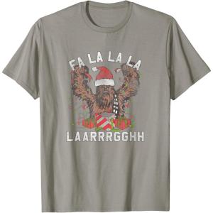 image:imageStar Wars Christmas Chewbacca Lights amp Presents Fa La La TShirtSlate Grey