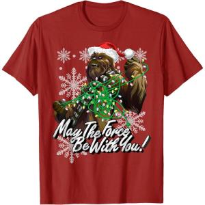 image:imageStar Wars Christmas Chewbacca Tangled Lights TShirt TShirtCranberry Red