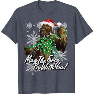 image:imageStar Wars Christmas Chewbacca Tangled Lights TShirt TShirtHeather Blue