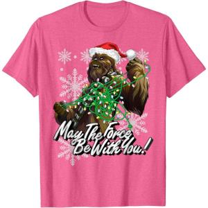 image:imageStar Wars Christmas Chewbacca Tangled Lights TShirt TShirtPink Heather