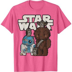 image:imageStar Wars Last Jedi R2D2 Porgs Chewie Cutie Cartoon TShirt TShirtPink Heather