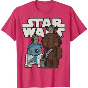 image:imageStar Wars Last Jedi R2D2 Porgs Chewie Cutie Cartoon TShirt TShirtRed Heather