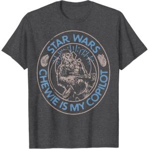 image:imageStar Wars The Rise Of Skywalker Chewie Is My Copilot Outline TShirtDark Heather Grey
