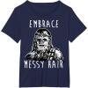 image:imageStar Wars Chewbacca Embrace Messy Hair TShirtNavy Blue