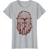 image:imageStar Wars Chewbacca Head 70s Retro Line Art Graphic TShirt TShirtHeather Grey