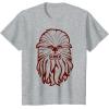 image:imageStar Wars Chewbacca Head 70s Retro Line Art Graphic TShirt TShirtHeather Grey