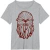 image:imageStar Wars Chewbacca Head 70s Retro Line Art Graphic TShirt TShirtHeather Grey
