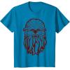 image:imageStar Wars Chewbacca Head 70s Retro Line Art Graphic TShirt TShirtSapphire Blue