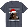 image:imageStar Wars Chewie Santa Hat Ugly Christmas Sweater TShirt TShirtHeather Blue