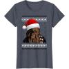 image:imageStar Wars Chewie Santa Hat Ugly Christmas Sweater TShirt TShirtHeather Blue
