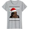 image:imageStar Wars Chewie Santa Hat Ugly Christmas Sweater TShirt TShirtHeather Grey