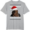 image:imageStar Wars Chewie Santa Hat Ugly Christmas Sweater TShirt TShirtHeather Grey