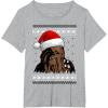 image:imageStar Wars Chewie Santa Hat Ugly Christmas Sweater TShirt TShirtHeather Grey