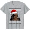image:imageStar Wars Chewie Santa Hat Ugly Christmas Sweater TShirt TShirtHeather Grey