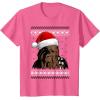 image:imageStar Wars Chewie Santa Hat Ugly Christmas Sweater TShirt TShirtPink Heather