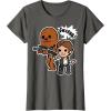 image:imageStar Wars Han Solo Chewie Cute Cartoon Style Graphic TShirt TShirtAsphalt Grey