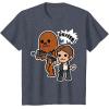 image:imageStar Wars Han Solo Chewie Cute Cartoon Style Graphic TShirt TShirtHeather Blue