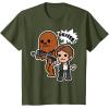 image:imageStar Wars Han Solo Chewie Cute Cartoon Style Graphic TShirt TShirtOlive Green