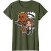 image:imageStar Wars Han Solo Chewie Cute Cartoon Style Graphic TShirt TShirtOlive Green
