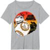 image:imageStar Wars Last Jedi BB8 Retro Sunset Rollabout TShirt TShirtHeather Grey
