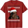 image:imageStar Wars Chewie Santa Hat Ugly Christmas Sweater TShirt TShirtCranberry Red
